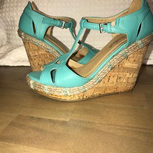 Pierre Dumas Turquoise Platform Sandals